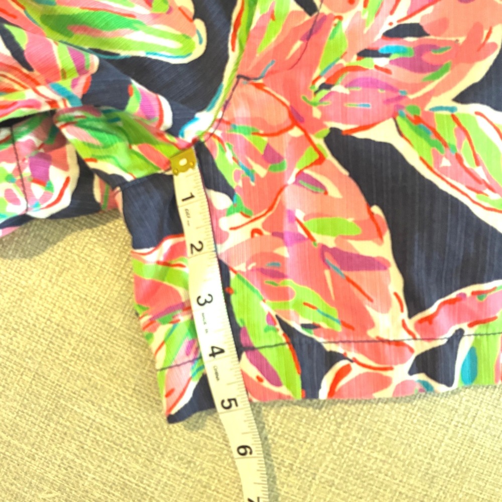Lilly Pulitzer Callahan‎ Shorts Women 0 Navy Pink Tropical Leaf Preppy Resrt - Picture 9 of 9